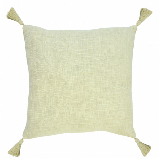 20" X 20" Light Yellow 100% Cotton Zippered Pillow
