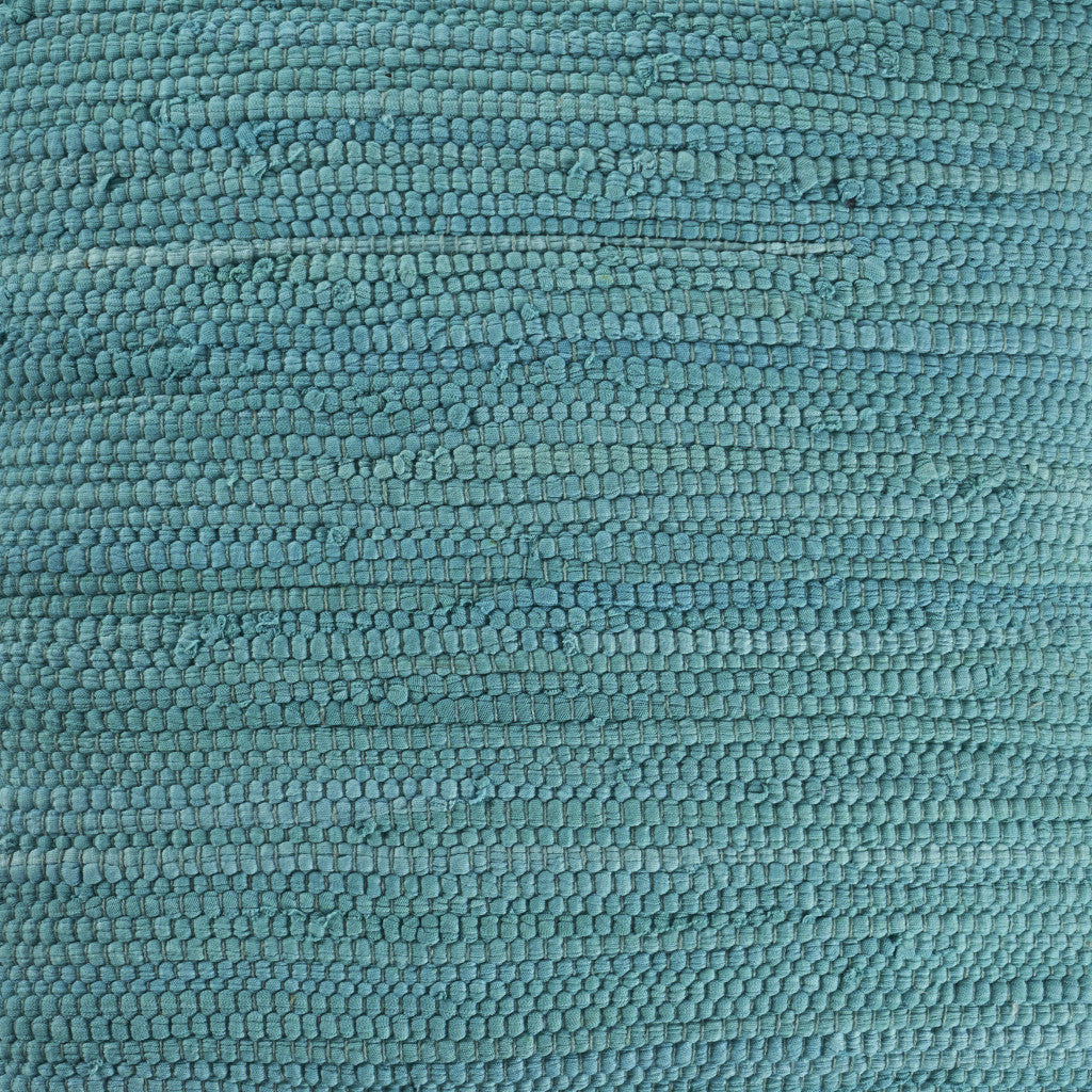 20" X 20" Turquoise Blue And Tan 100% Cotton Zippered Pillow