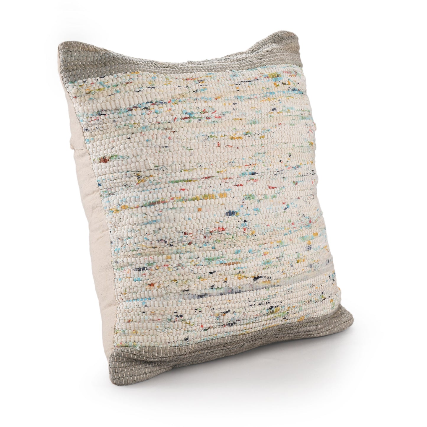 20" X 20" Gray And Off-White 100% Cotton Abstract Zippered Pillow