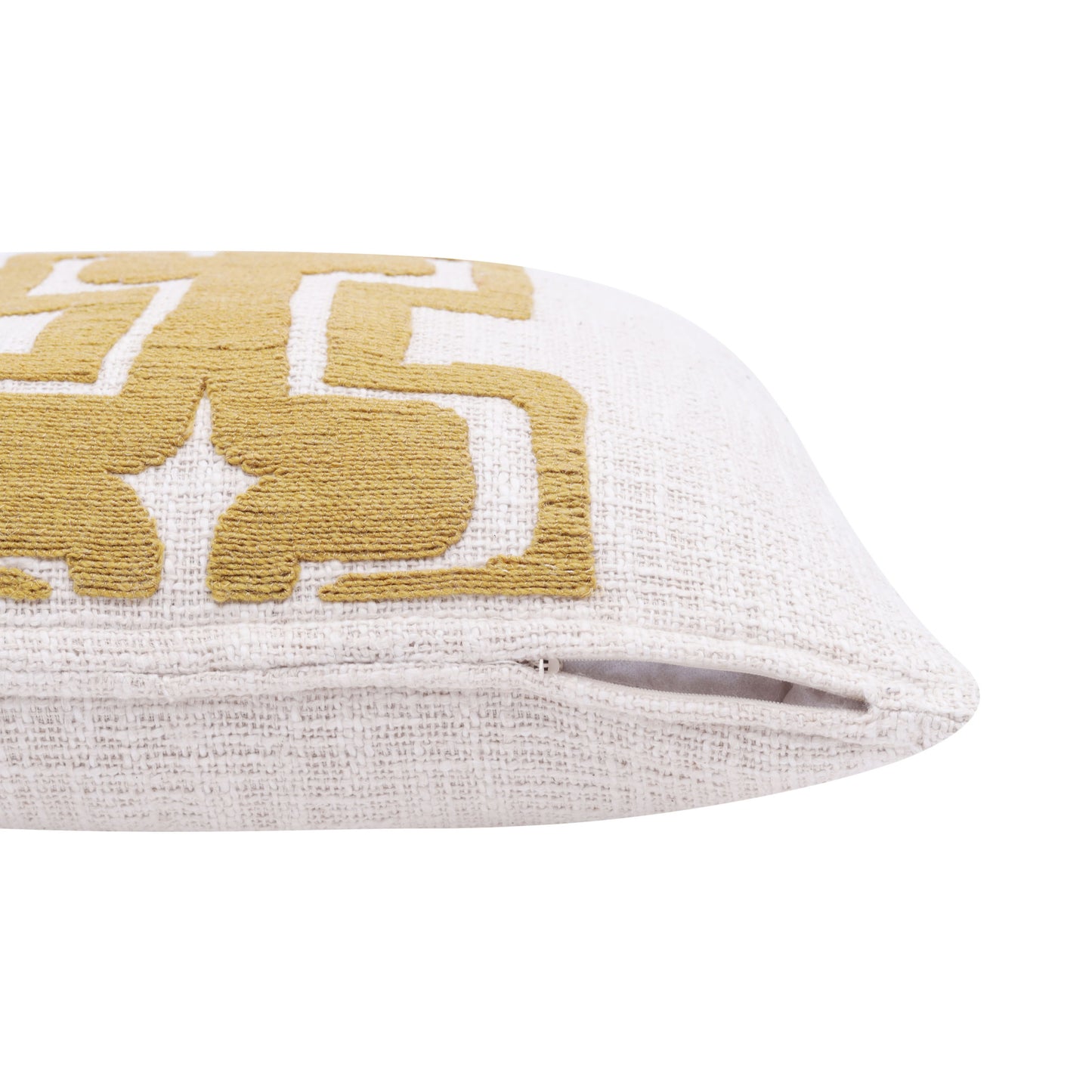 20" X 20" Yellow And Ivory 100% Cotton Geometric Zippered Pillow