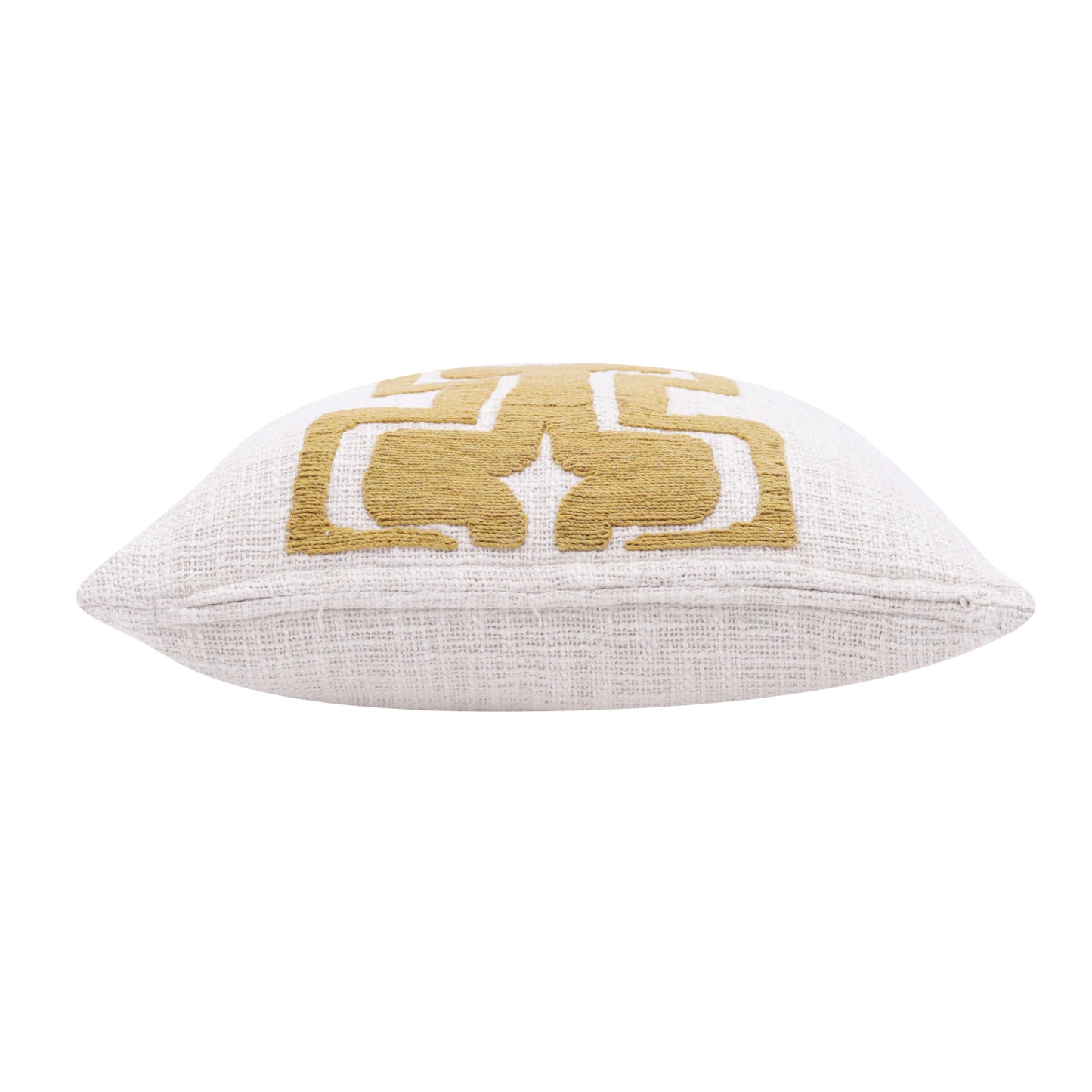 20" X 20" Yellow And Ivory 100% Cotton Geometric Zippered Pillow