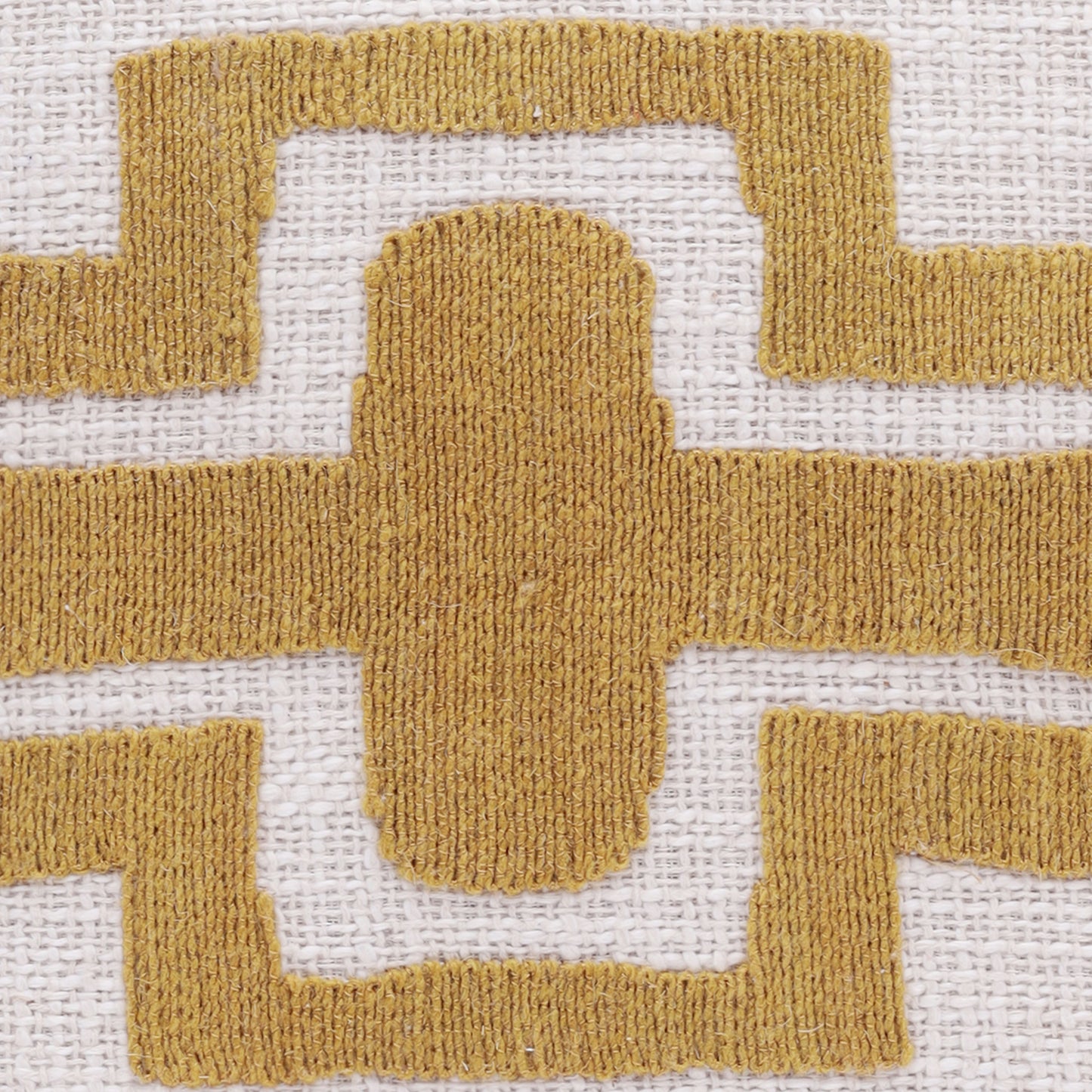 20" X 20" Yellow And Ivory 100% Cotton Geometric Zippered Pillow