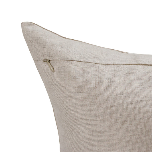 20" X 20" Gray And Tan Linen Striped Zippered Pillow
