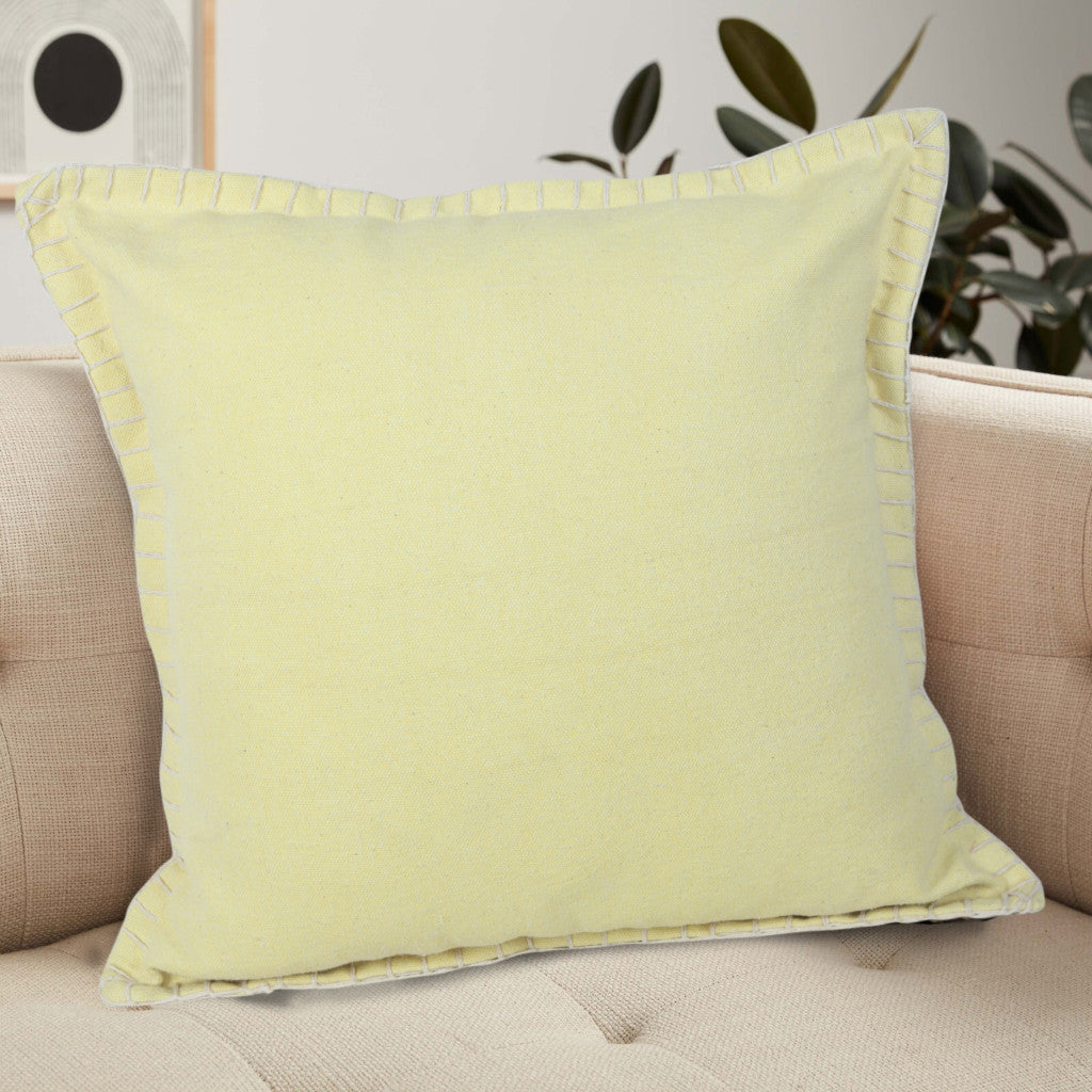 20" X 20" Light Yellow 100% Cotton Zippered Pillow