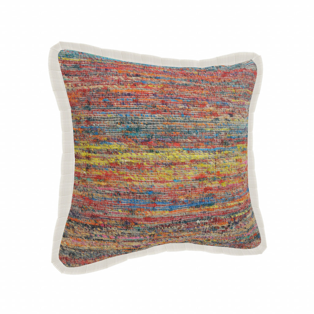 20" X 20" Red Green Blue Yellow And Orange Polyester Geometric Zippered Pillow
