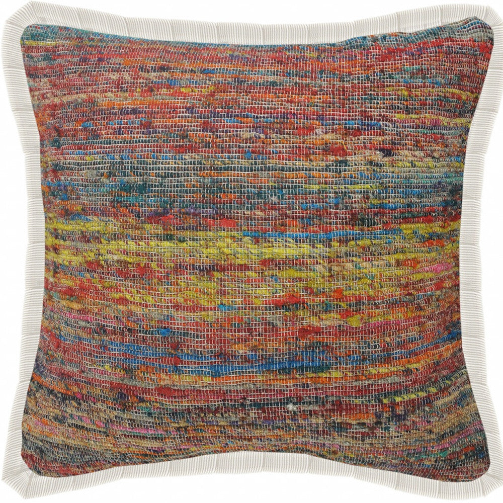 20" X 20" Red Green Blue Yellow And Orange Polyester Geometric Zippered Pillow