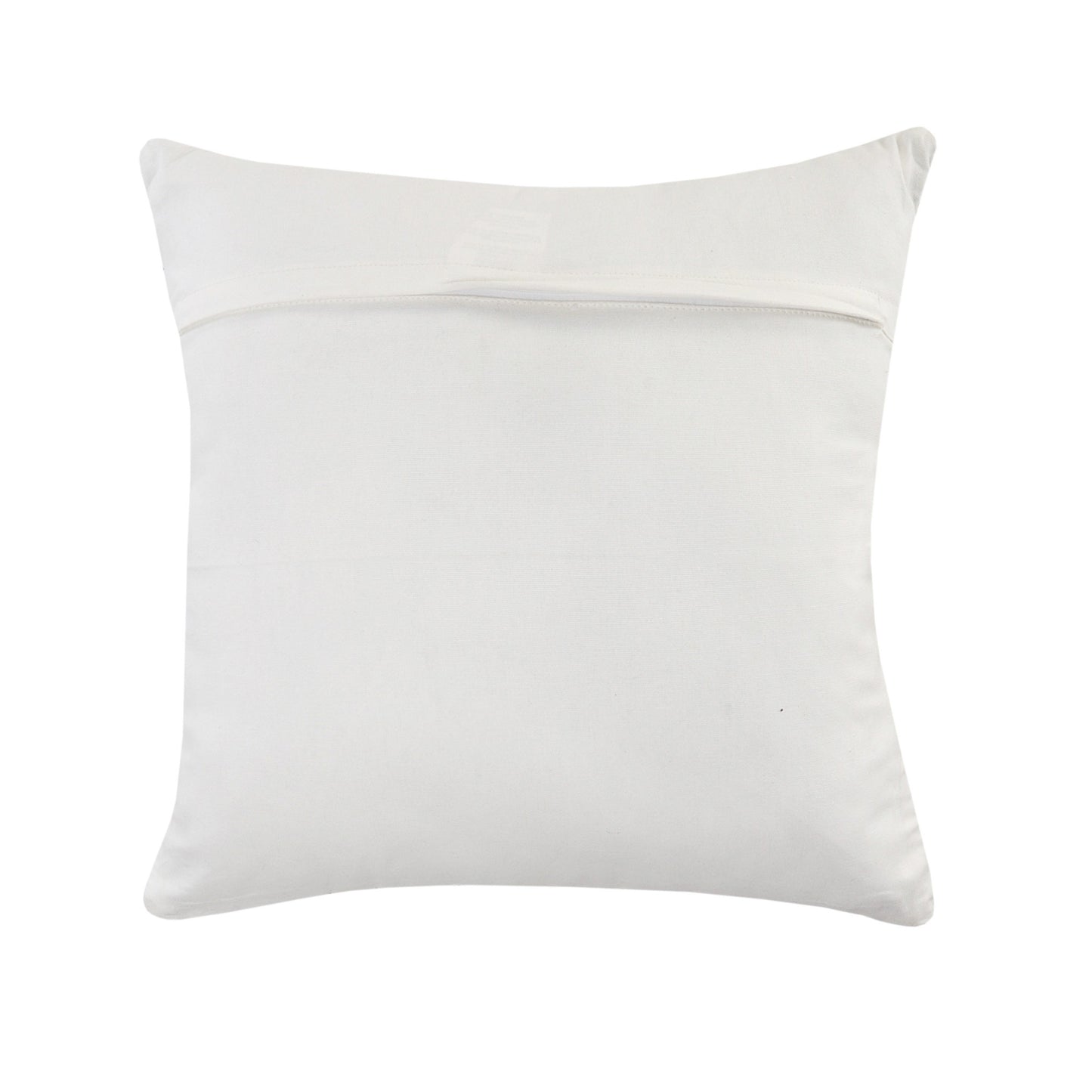 20" X 20" White And Blue 100% Cotton Geometric Zippered Pillow
