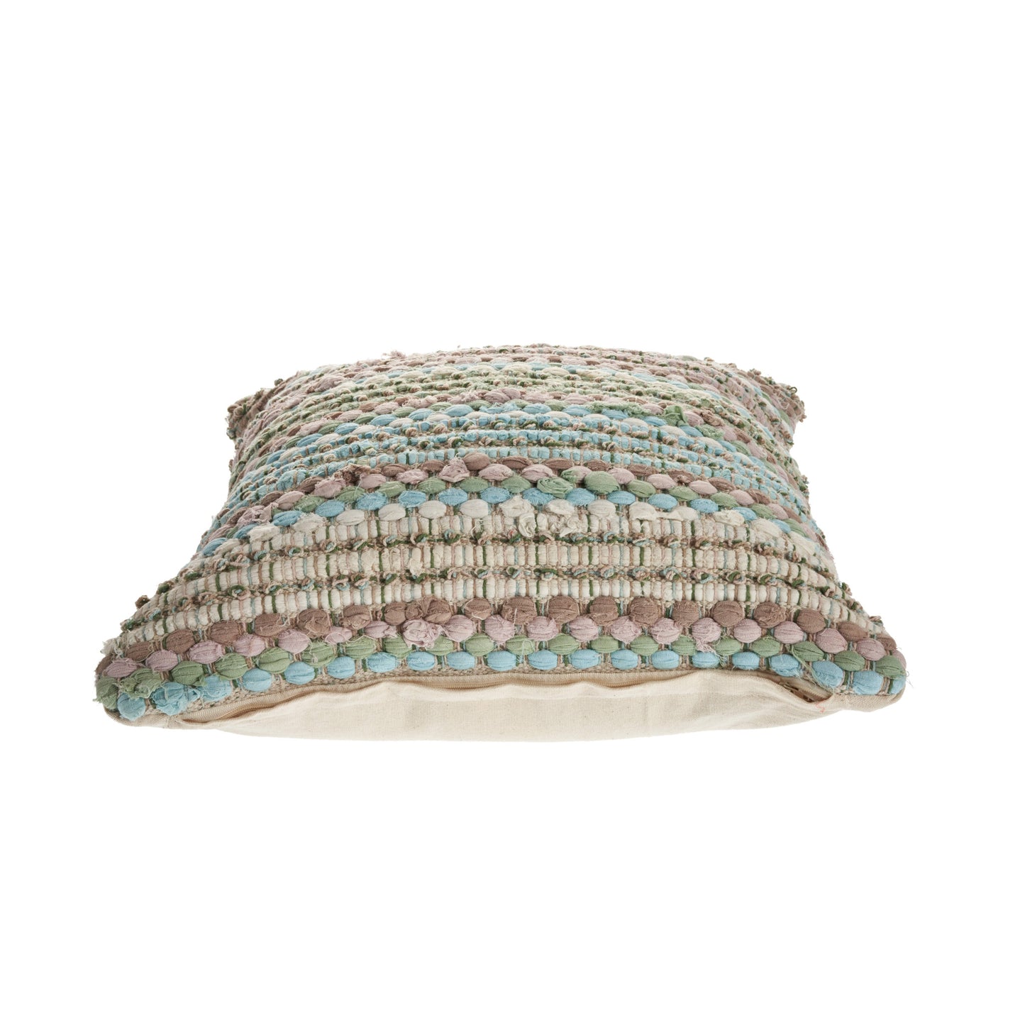 18" X 18" Blue and Green Striped Cotton Zippered Pillow