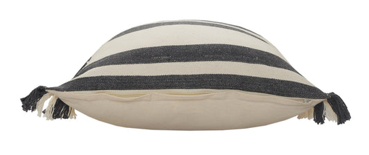 20" X 20" Gray And White 100% Cotton Striped Zippered Pillow