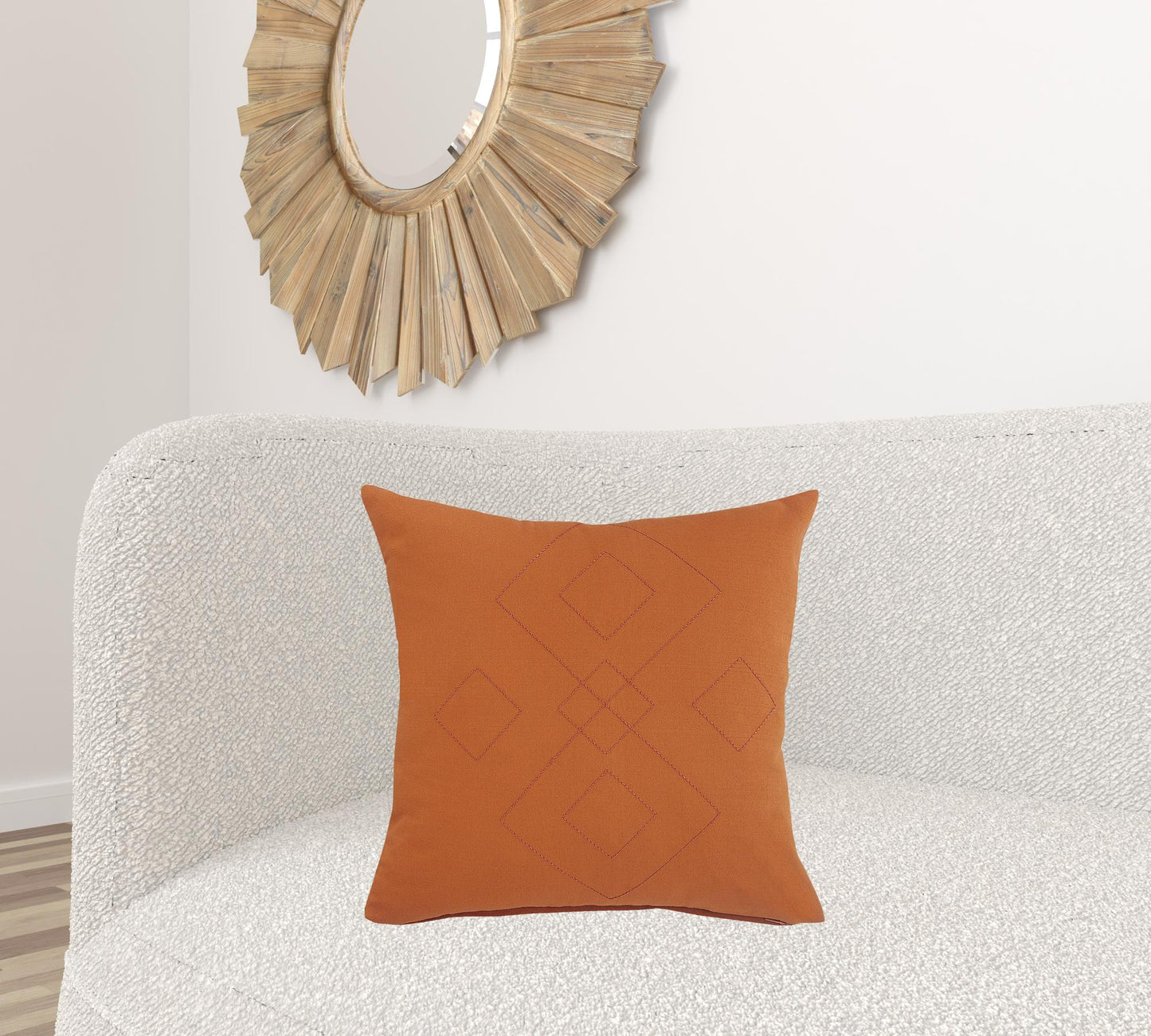 20" X 20" Orange And Dark Orange 100% Cotton Diamond Zippered Pillow