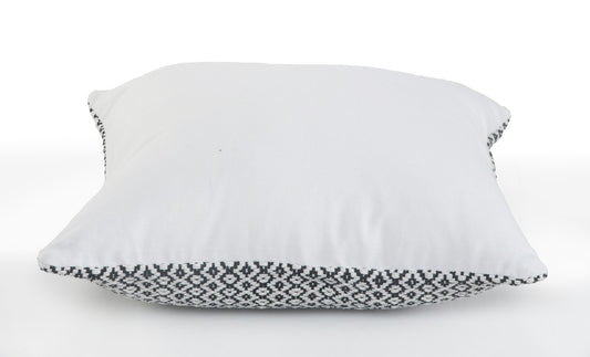 18" X 18" Black And White 100% Cotton Geometric Zippered Pillow