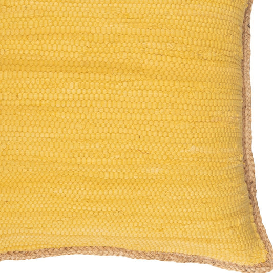 20" X 20" Yellow and Beige Cotton Blend Zippered Pillow
