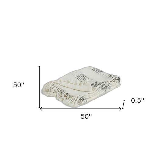 Gray Woven 95% Cotton/5% Acrylic Throw Blanket