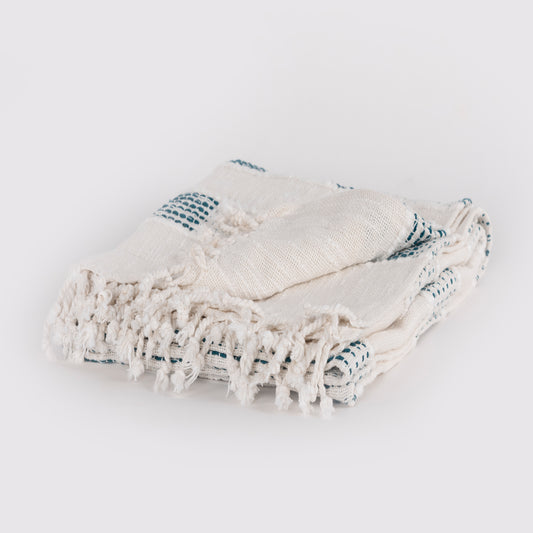 Teal Blue Woven 95% Cotton/5% Acrylic Throw Blanket