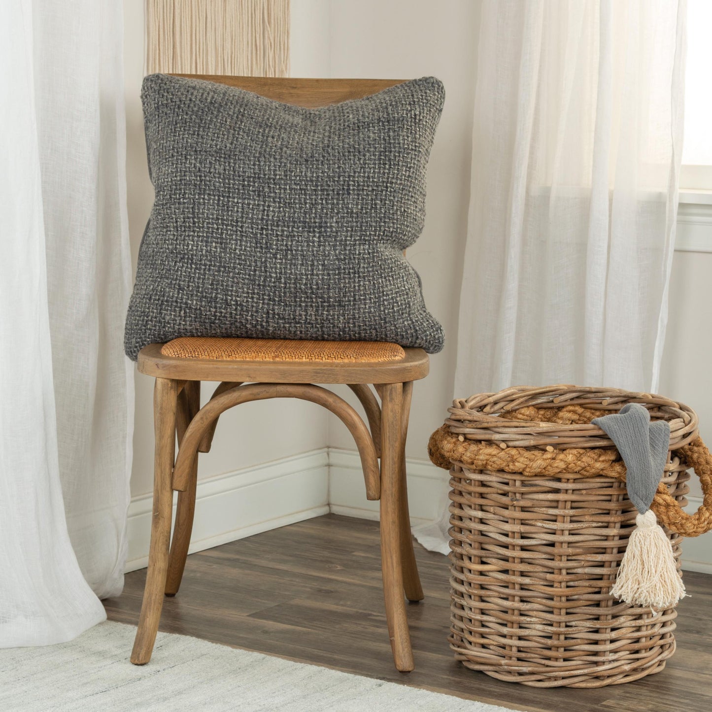 20" Gray Cotton Blend Pillow