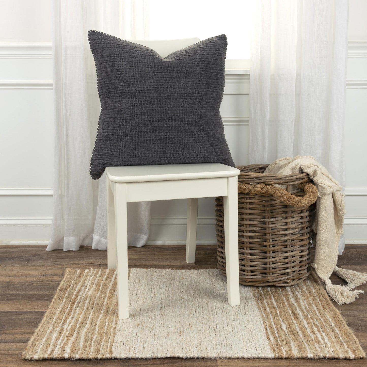 22" Charcoal Cotton Pillow