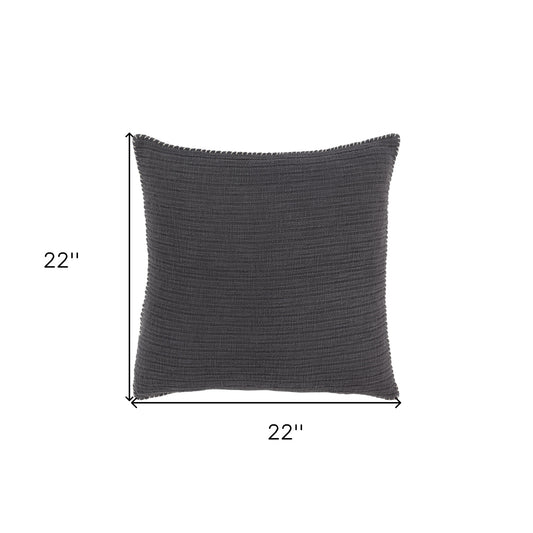 22" Charcoal Cotton Pillow