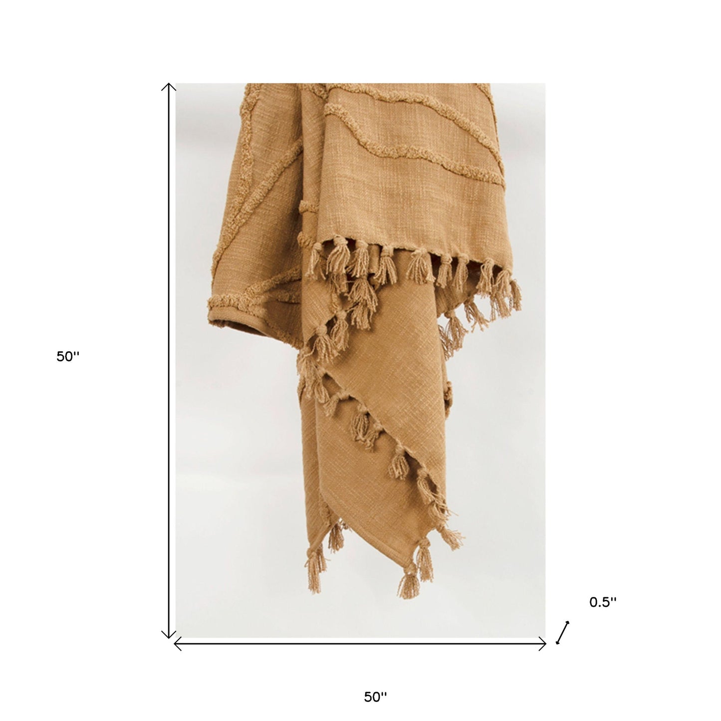 Camel Woven 100% Woven Textured Cotton Throw Blanket