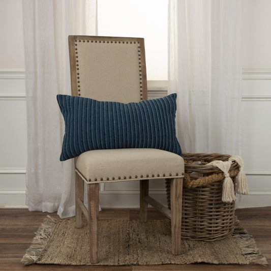 14" X 14" Blue Cotton Blend Pillow