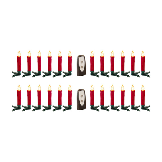 Set of Twentyfour Red LED Flameless Christmas Tree Clip On Candles