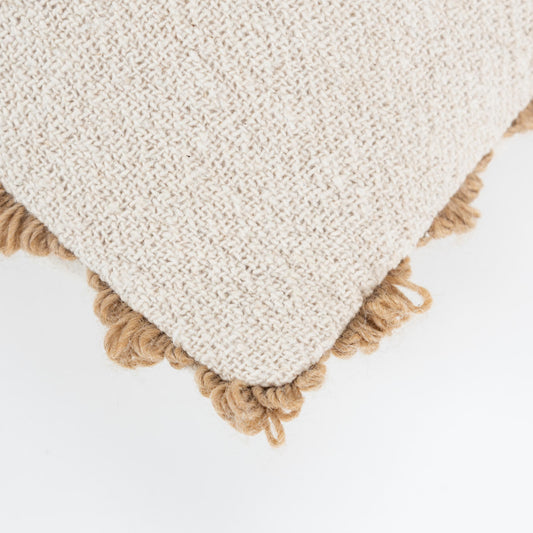 20" Beige and Green Thanksgiving Cotton Pillow With Applique, Embroidery Edges