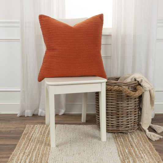 22" Orange Cotton Pillow