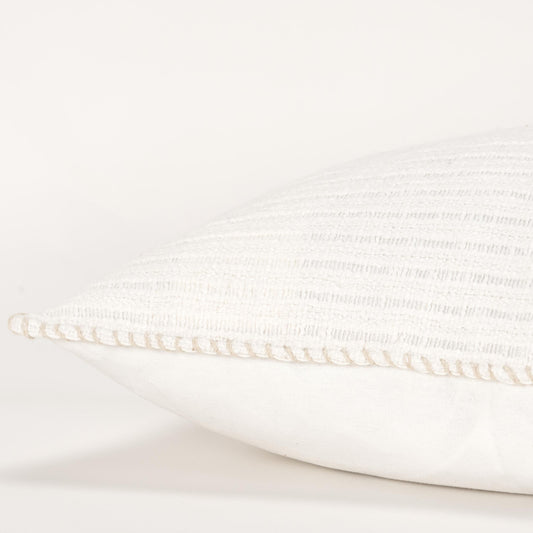 22" White Cotton Pillow