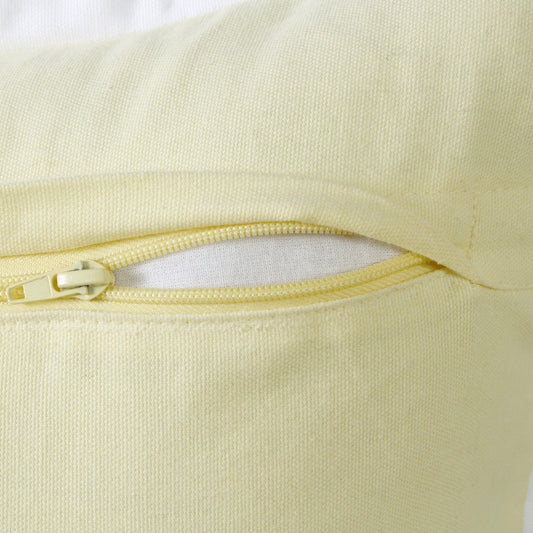 14" X 36" Light Yellow And White 100% Cotton Geometric Zippered Pillow