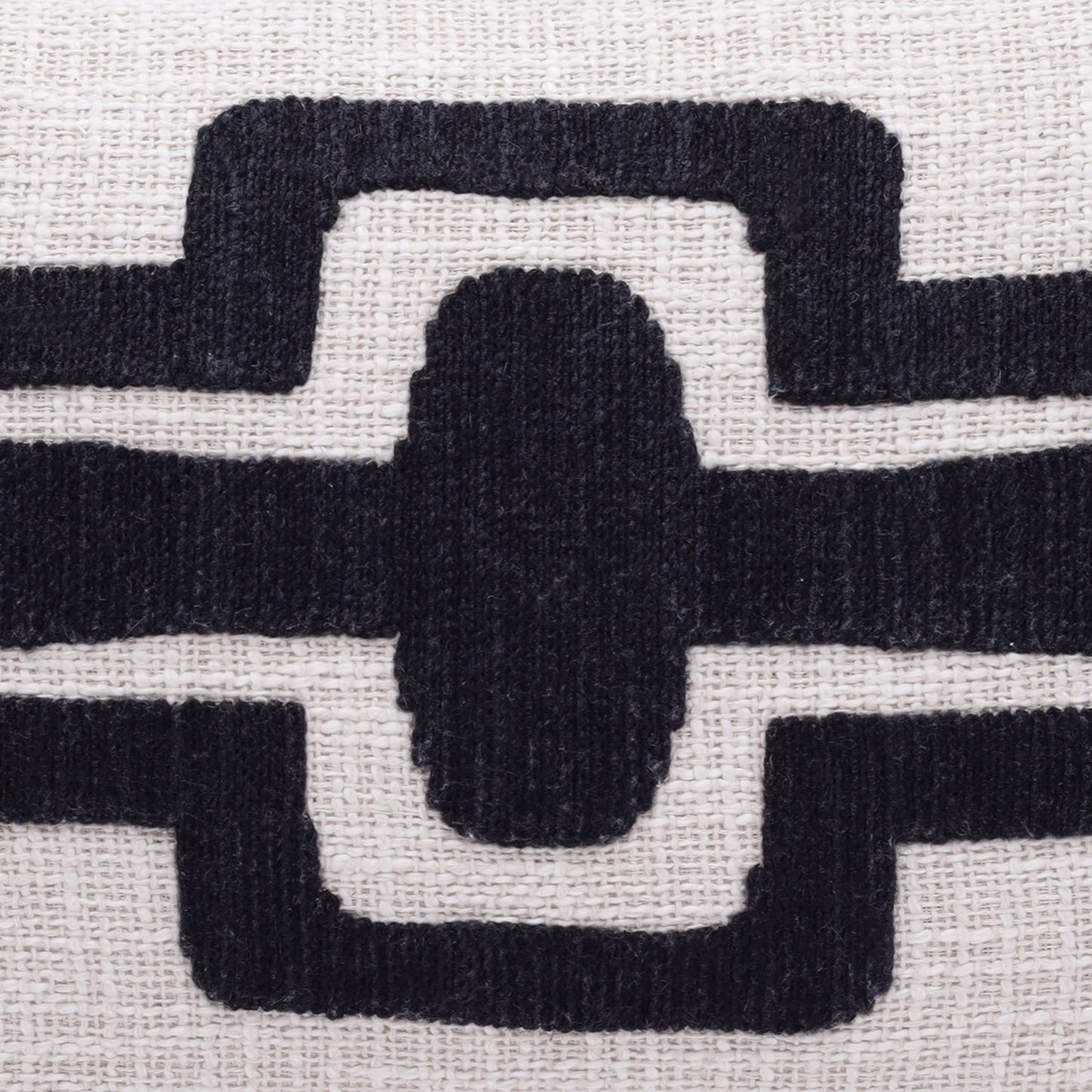 16" X 24" Black Ivory 100% Cotton Geometric Zippered Pillow