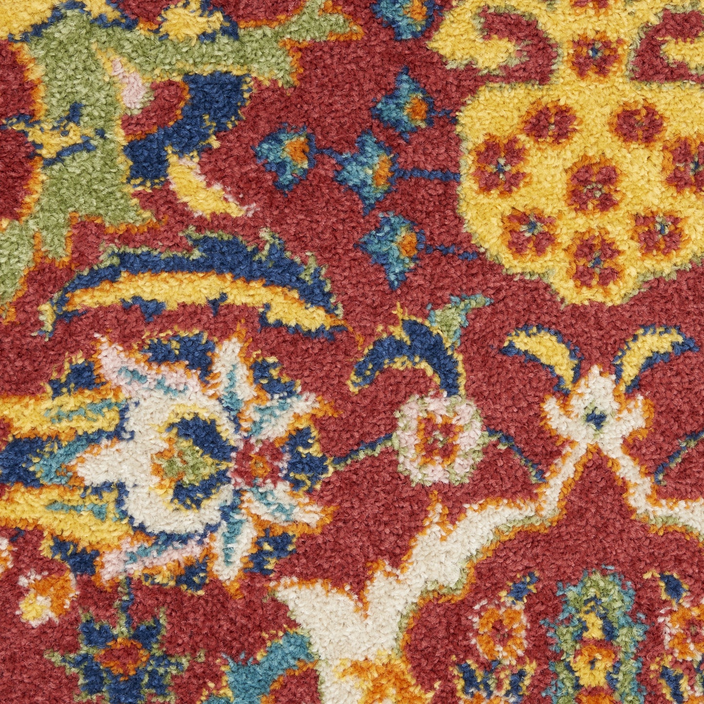 9' x 12' Red Floral Power Loom Area Rug