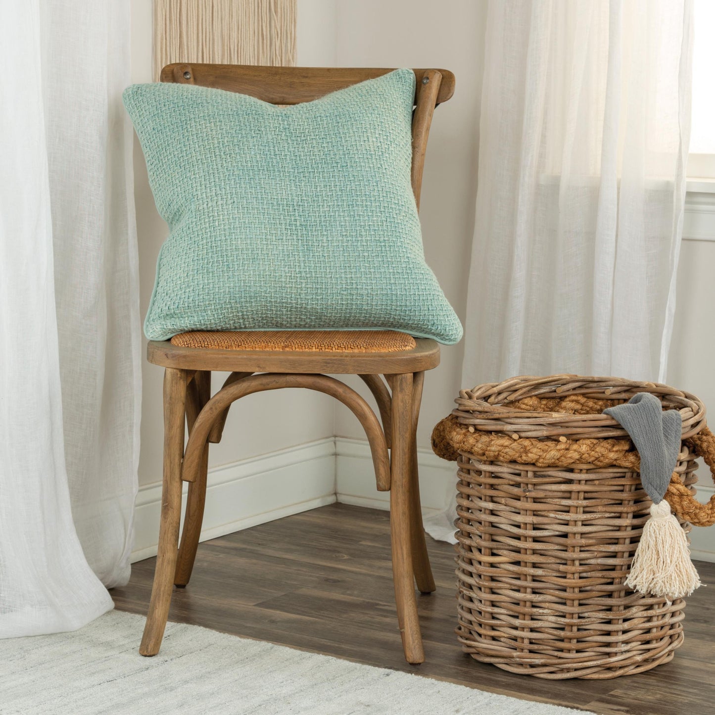 20" Mint Green Cotton Blend Pillow