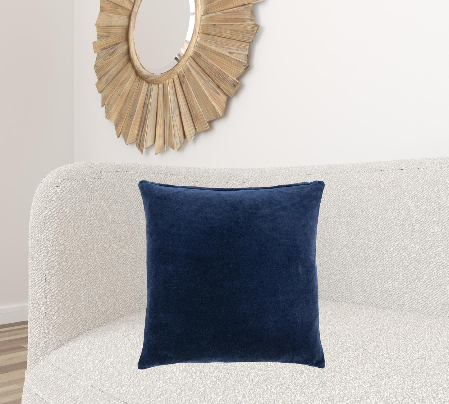 22" Blue Cotton Blend Pillow
