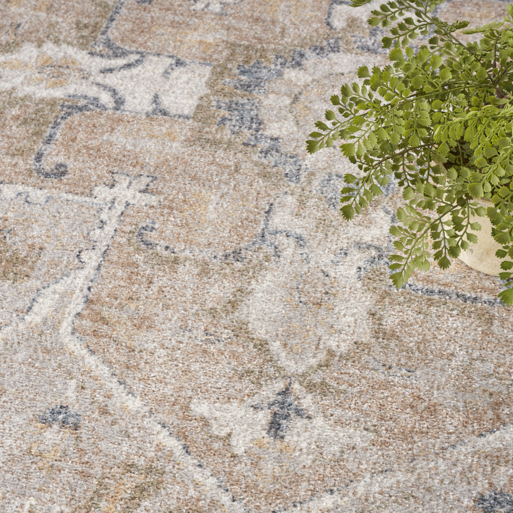 9' x 12' Beige Oriental Power Loom Area Rug