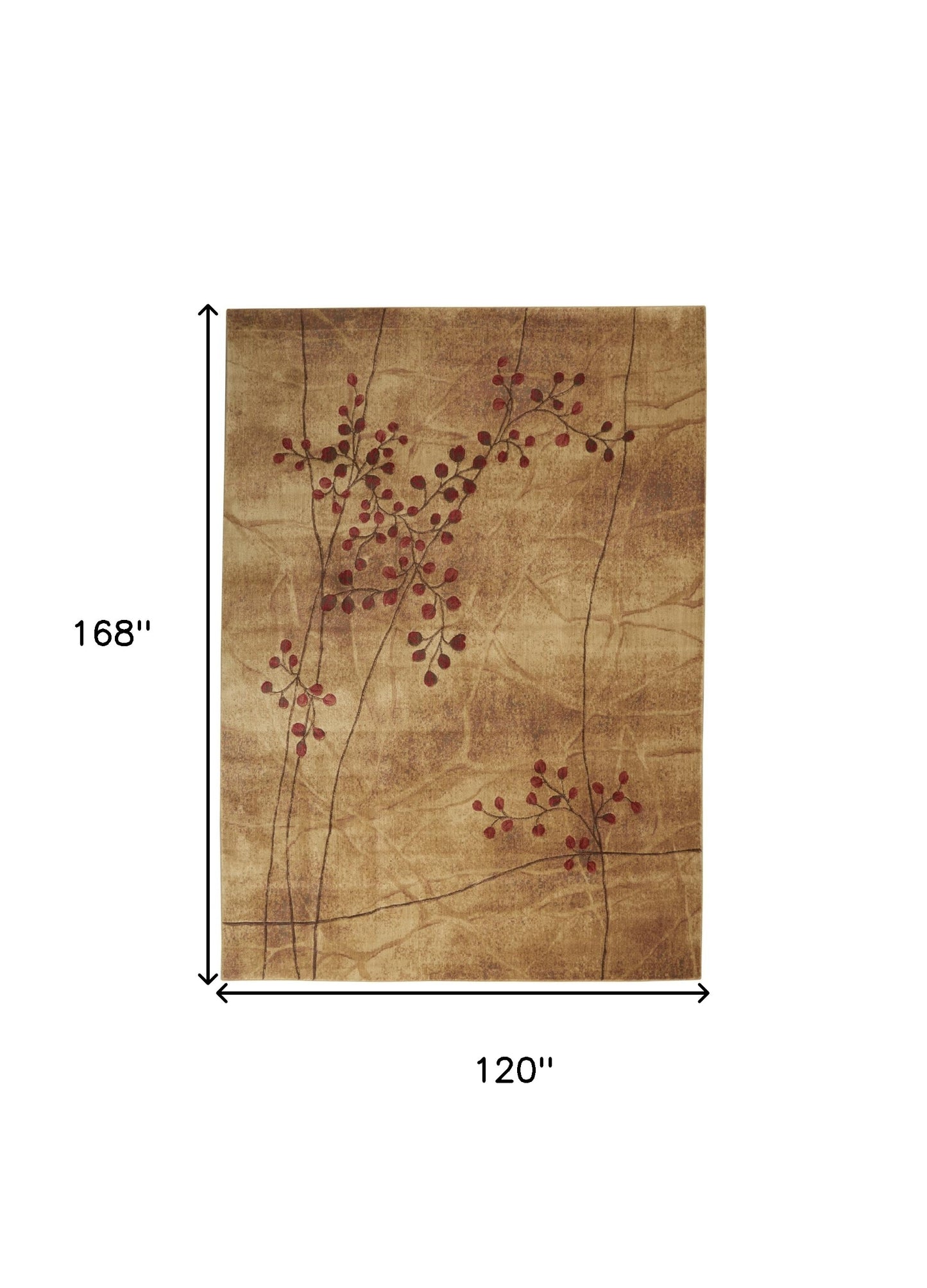 10' x 14' Brown Floral Power Loom Area Rug
