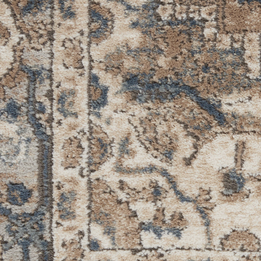 10' x 14' Ivory Floral Power Loom Area Rug