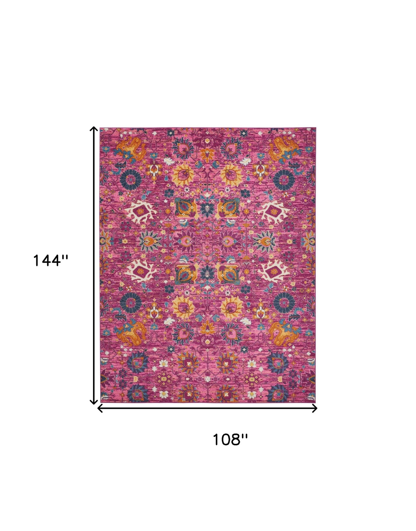 9' x 12' Pink Floral Power Loom Area Rug