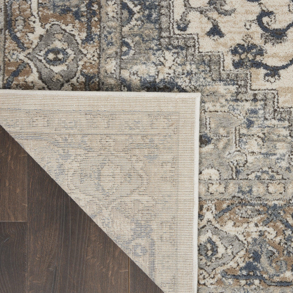 7' x 10' Ivory Floral Power Loom Area Rug