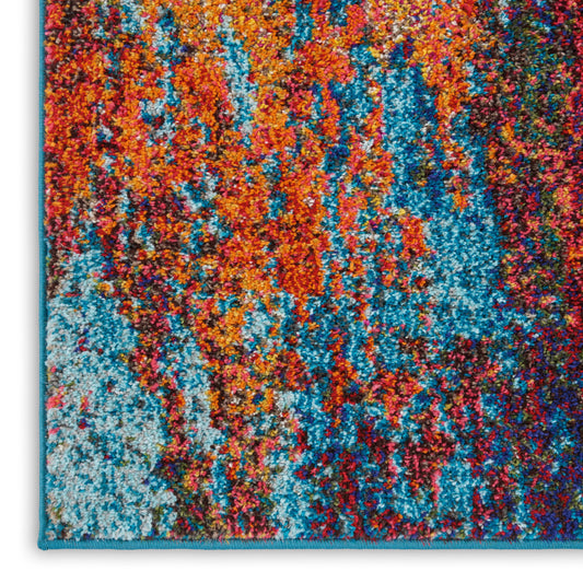 9' x 12' Blue and Orange Abstract Power Loom Area Rug