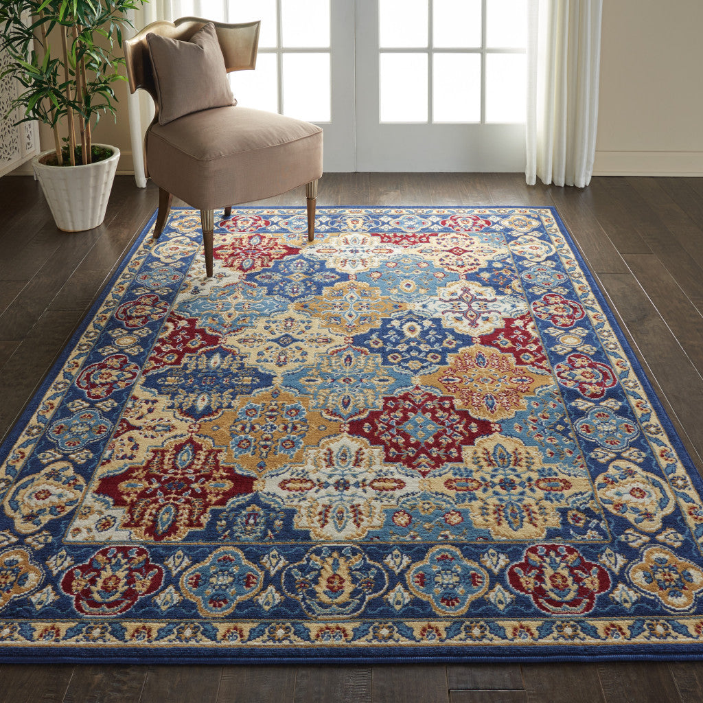 5' x 7' Red Damask Power Loom Area Rug