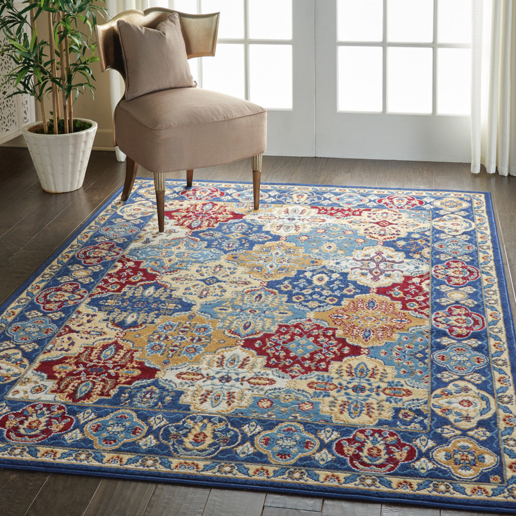 5' x 7' Red Damask Power Loom Area Rug