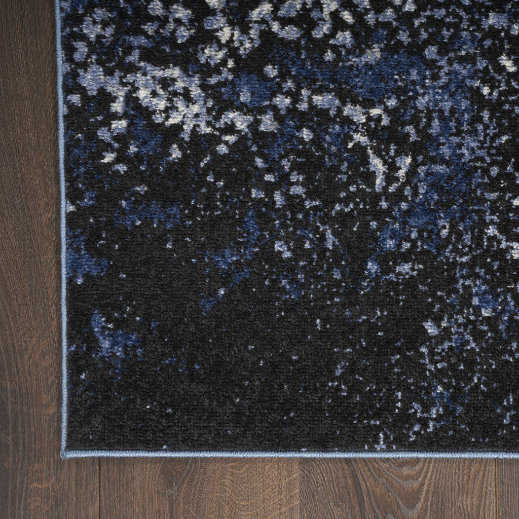 8' x 10' Light Blue Abstract Power Loom Distressed Area Rug
