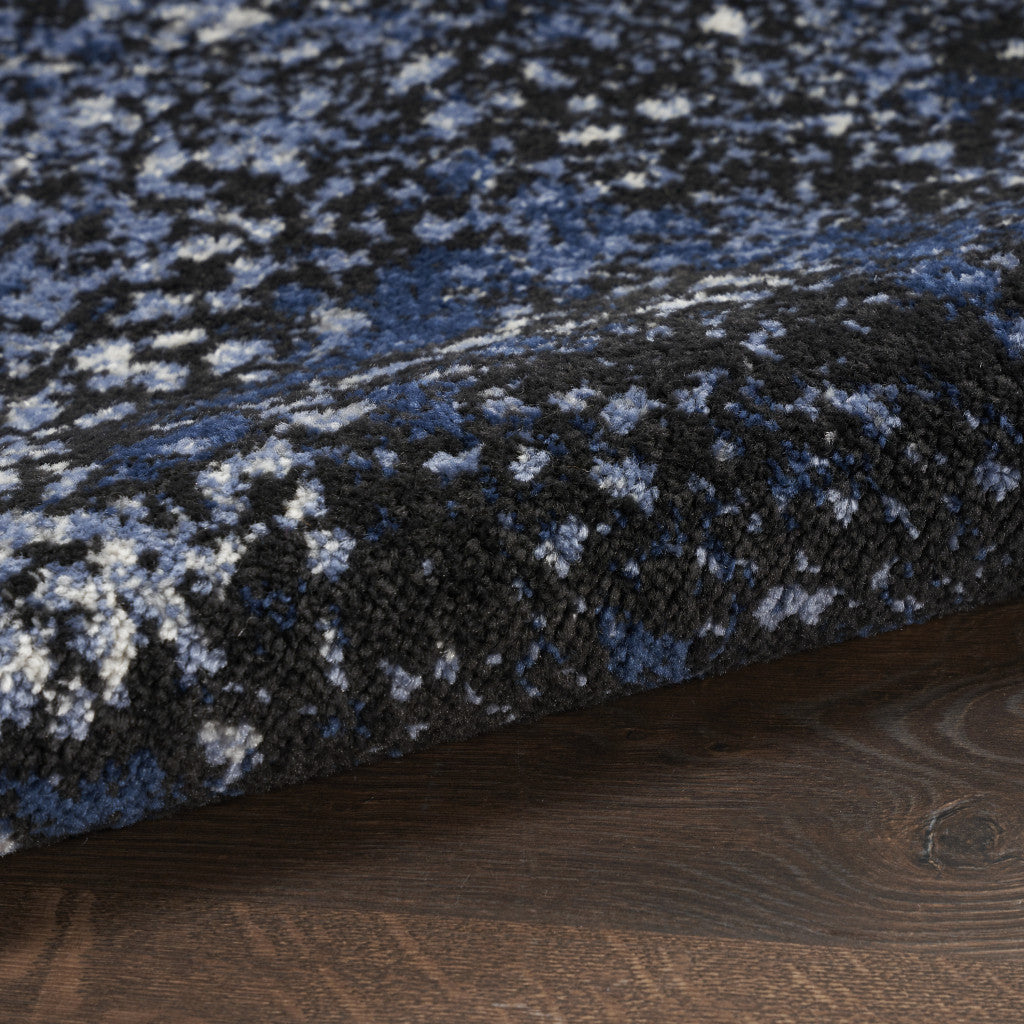 8' x 10' Light Blue Abstract Power Loom Distressed Area Rug