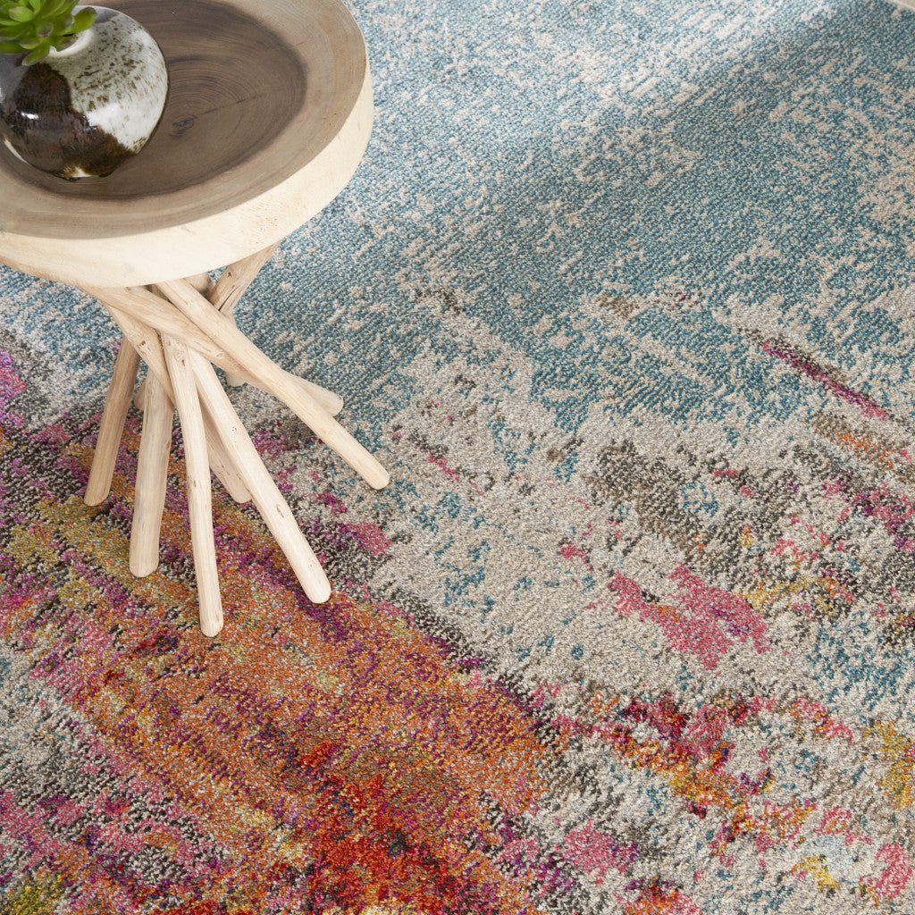 10' x 14' Blue and Gray Abstract Power Loom Area Rug