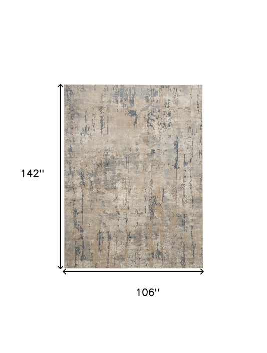 9' x 12' Beige Abstract Power Loom Area Rug