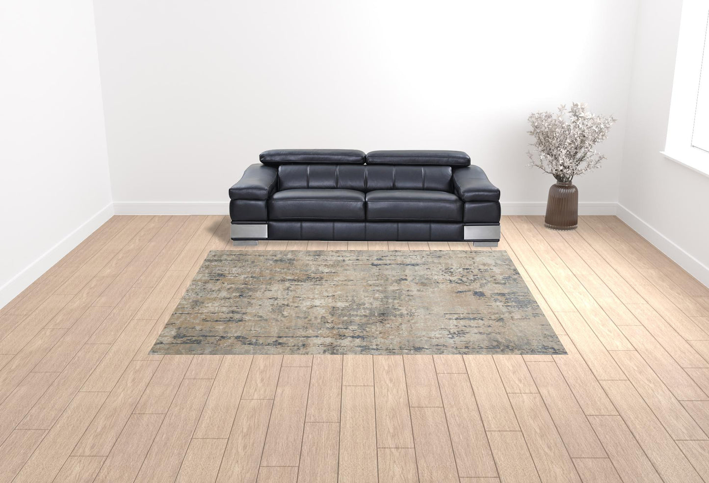 9' x 12' Beige Abstract Power Loom Area Rug