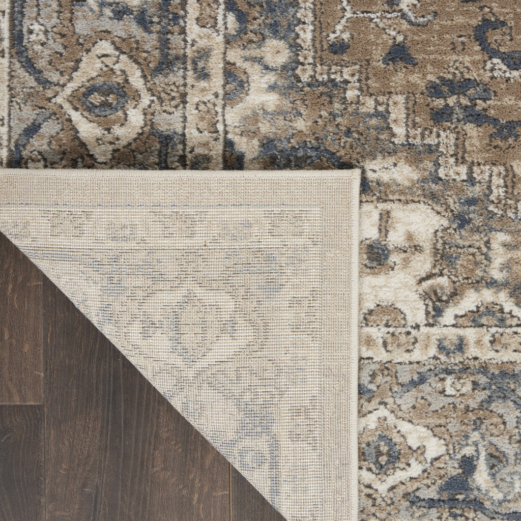 7' x 10' Ivory Floral Power Loom Area Rug