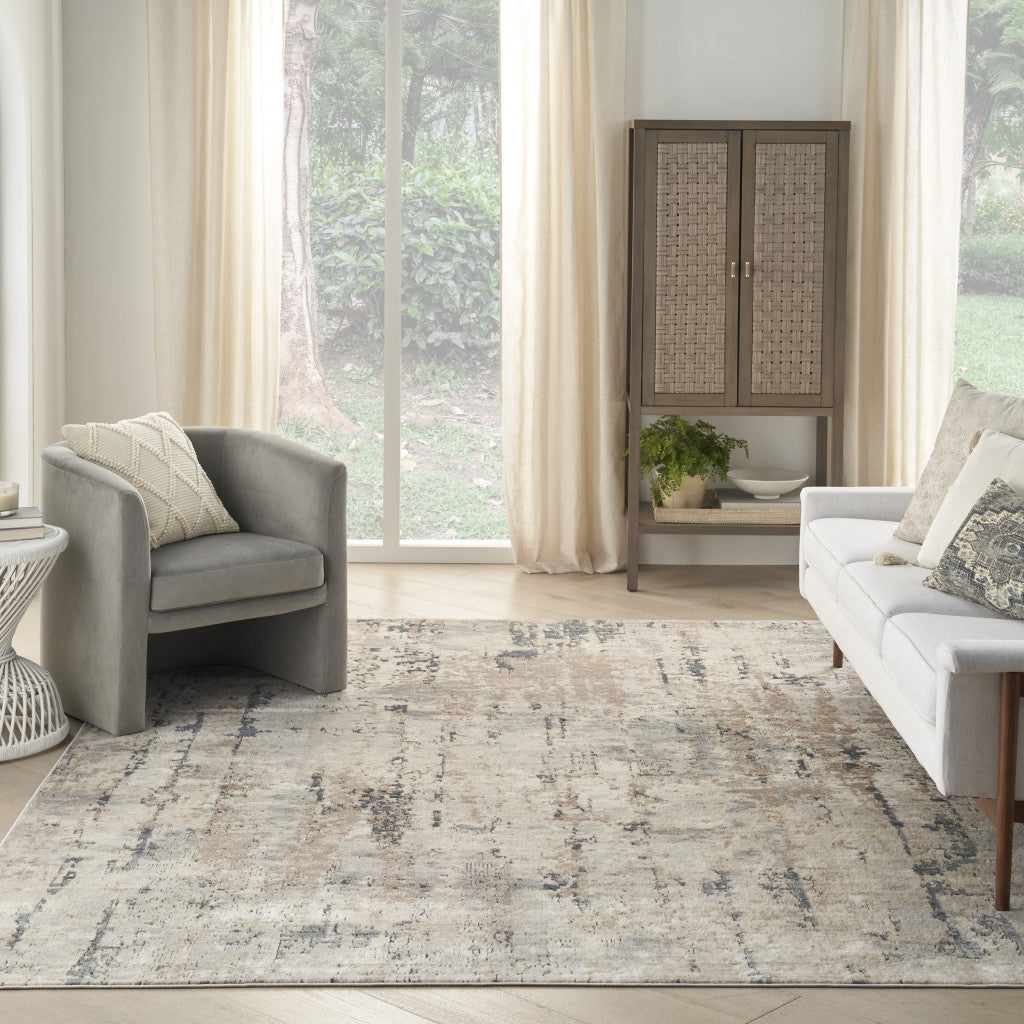 8' x 10' Beige Abstract Power Loom Area Rug