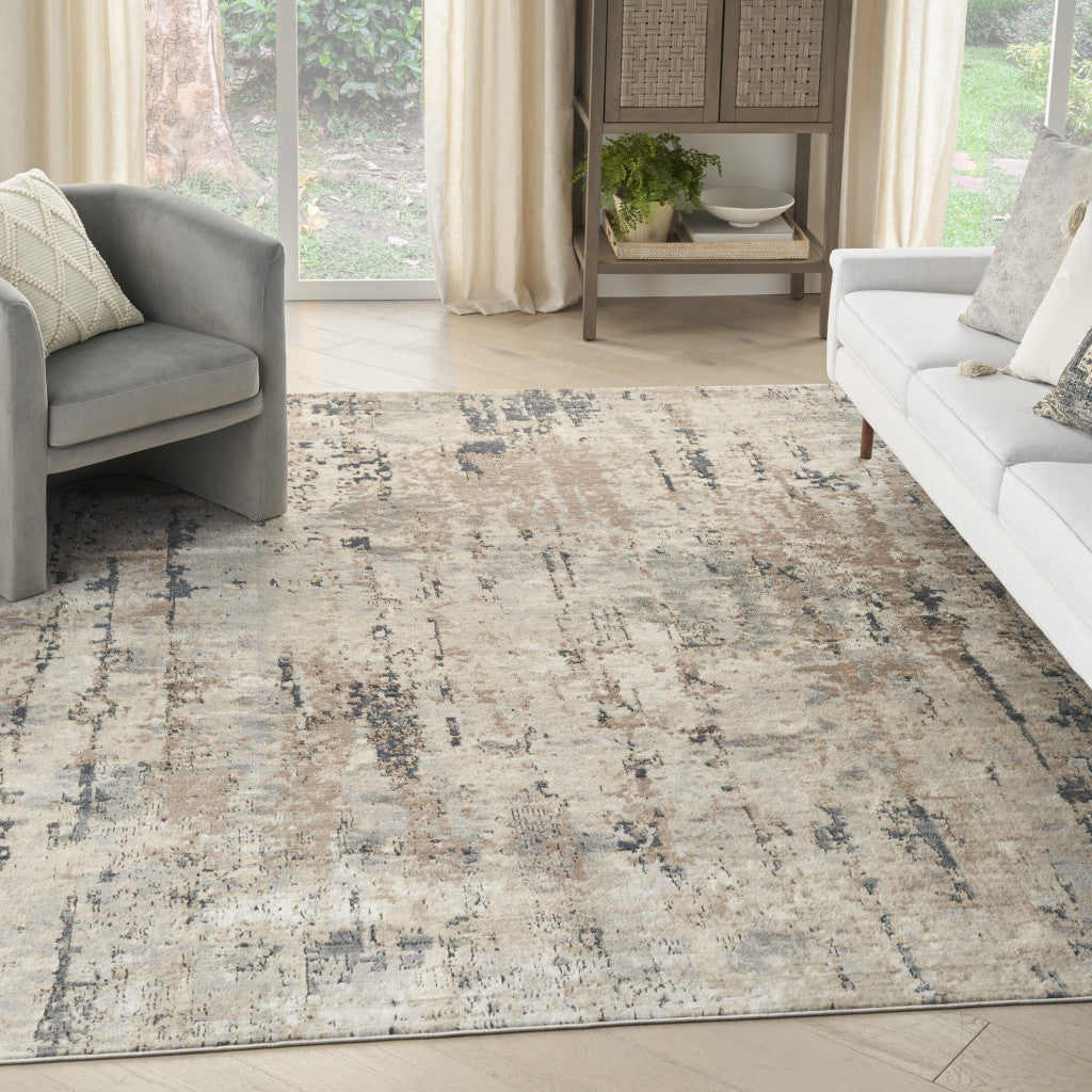 8' x 10' Beige Abstract Power Loom Area Rug