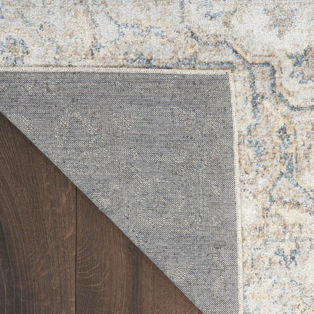 7' x 9' Silver Oriental Power Loom Washable Area Rug