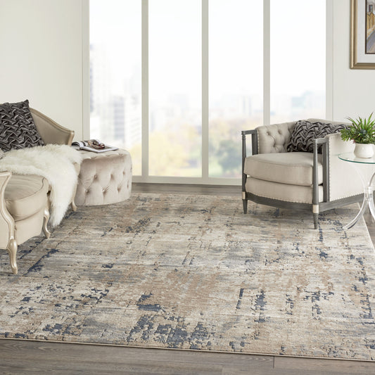 10' x 14' Beige Abstract Power Loom Area Rug